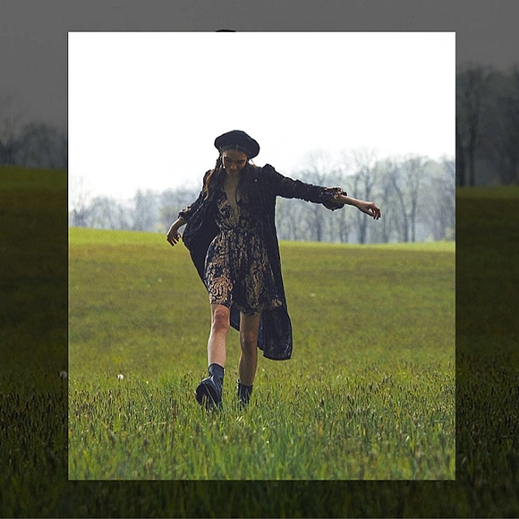 FREE People | Printed Deep V-Neck Long Blouson Sleeve Mini Dress - Picture 3 of 7